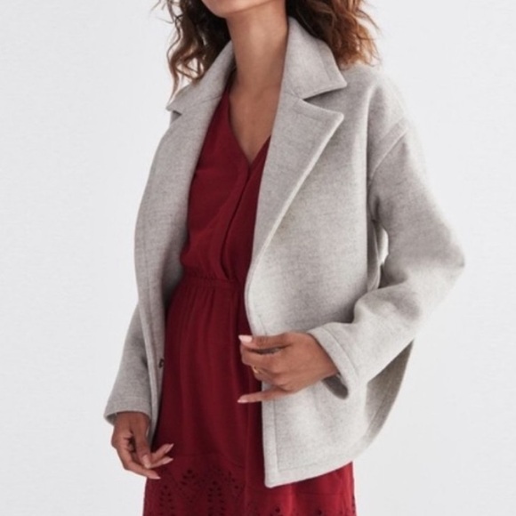 Madewell Short Swing Wool Jacket Stone Gray F3992 XS - Picture 3 of 12